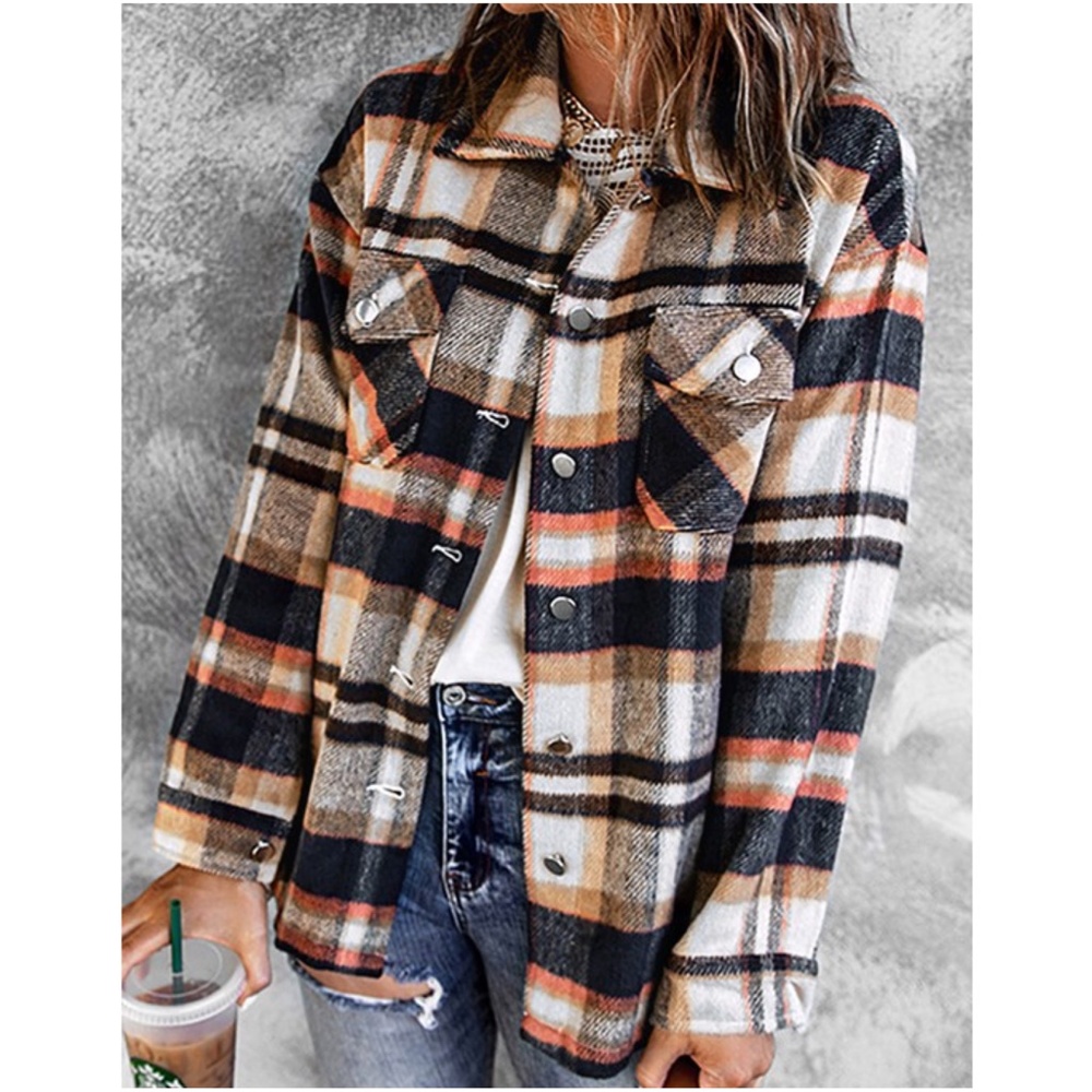 #2 Cozy Plaid Button up Pocket Jacket Shacket - Picture 2 of 4